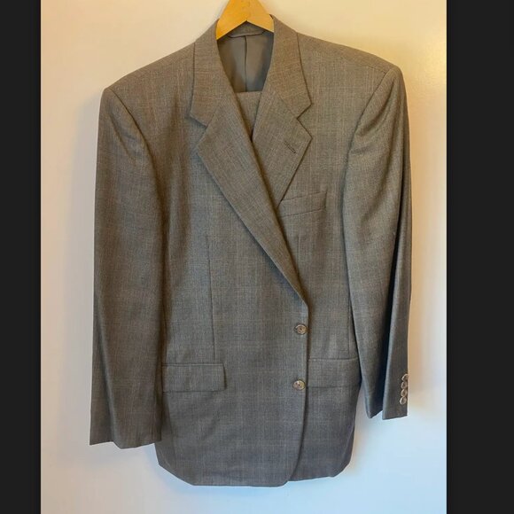 Custom Hickey Freeman Men's Suit, Gray with subtle plaid